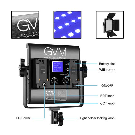 GVM LED RGB 2 Light Kit with Remote 800D-RGB-2L - Gambar 4