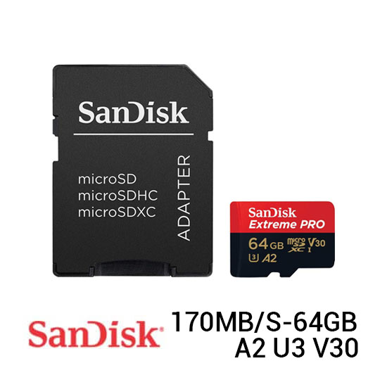 Sandisk Extreme Pro MicroSDXC A2 U3 V30 200MB/S - 64GB